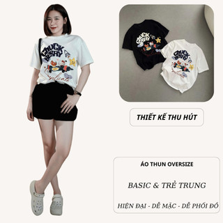 Bộ Áo Phông Nữ Chepol Form Rộng, In CHUCK, Cổ Tròn, Phối Quần Đùi, Chất Cotton ( Áo Thun Trắng + Quần Đùi Đen) -CP_13146
