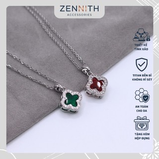 Dây chuyền cỏ 4 lá đính đá Titan bền bỉ thích hợp mang hằng ngày ZENNITH ACCESSORIES ZNDC012