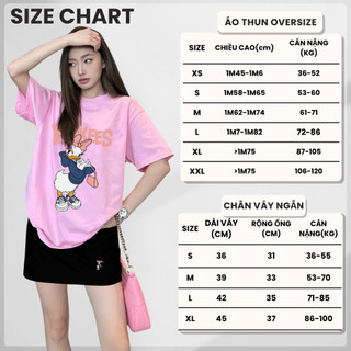 Bộ Áo Phông Nữ Chepol Cao Cấp, Form Rộng, In Chú Vịt, Cổ Tròn, Phối Chân Váy, Chất Cotton (Áo Thun Hồng+CV Ngắn)CP_x6239