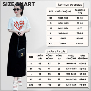 Bộ Áo Thun Nữ CHEPOL Cao Cấp, Form Rộng, Phối Chân Váy Dài, In Trái Tim, Chất Cotton( Áo Thun Trắng + CV Suông )CP_11216