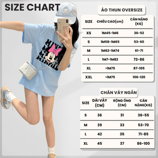 Bộ Áo Thun Nữ CHEPOL Cao Cấp, Form Rộng, Phối Chân Váy Ngắn, In Mickey, Chất Cotton(Áo Thun Xanh BIển+ CV Trắng)CP_x8278