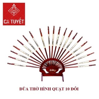 Bộ Đũa Thờ Gỗ Hương  10 Đôi Hình Dải Quạt