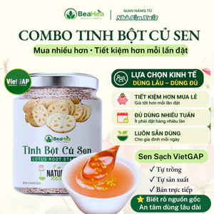 Tinh Bột Củ Sen BeaHea VietGAP Chính Hãng | Combo 10 Hũ Tặng 2 Hũ - Sen Sạch Tự Trồng