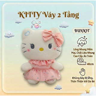 Gấu Bông Bunkit - Gấu Bông Hello Kitty Váy 2 Tầng Thú Nhồi Bông Hoạt Hình Siêu Cưng Cho Bé 40cm