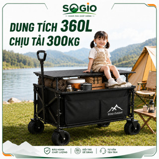 WTHB Xe kéo hàng cắm trại gấp gọn 360L, tải 300kg, khung thép chắc chắn, dễ gấp, tiện dụng cho mọi chuyến đi