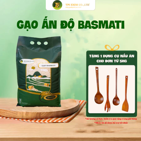 Gạo Basmati Ấn Độ Túi 5Kg – Hạt Dài Thơm ngon – Ăn kiêng, Hỗ Trợ Kiểm Soát Đường Huyết
