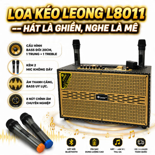 NEW 2025 | Loa Xách Tay 3 Đường Tiếng LEONG L8011 2 Bass 1 Treble, Công Suất Lớn Kèm 2 Mic Kết Nối Đa Dạng.