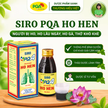Siro ho hen thảo dược PQA hỗ trợ giảm hen suyễn, hen phế quản, ho đờm, khó thở, ho lâu ngày 125ml