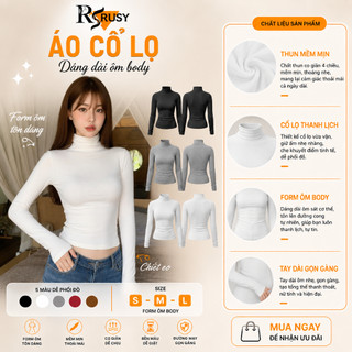 Áo Cổ Lọ Tay Dài Dáng Dài Chiết Eo Ôm Body Borip Áo Thun Giữ Nhiệt Tay Dài Cổ Cao Mềm Mịn TD03 RUSY