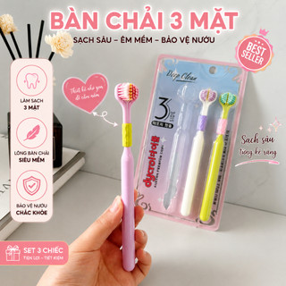 Bàn Chải Đánh Răng 3 Mặt Deep Clean 360° Lông Siêu Mềm – Set 3 Chiếc | Sạch Sâu, Bảo Vệ Nướu