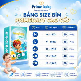Combo 2 Bịch Bỉm Quần PrimeBaby Bản Nâng Cấp đủ size M100/ L92/ XL84/ XXL80/ 3XL76 Miếng