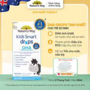 DHA Drops Nature's Way Kids Smart Bổ Sung DHA, Omega 3, Thành Phần Dầu Cá RTG Hỗ Trợ Tốt Cho Não Và Mắt Cho Bé 20ml