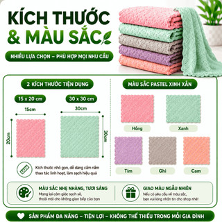 Khăn Lau Bếp Đa Năng Siêu Thấm 2 Mặt, Lau Dầu Mỡ Siêu Sạch, Mềm Mịn, Không Xơ, Không Trầy Xước