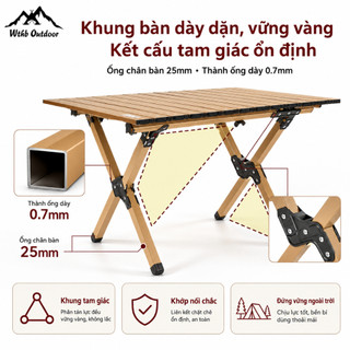 bàn gấp gọn xếp gọn picnic du lịch gấp gọn bằng hợp kim nhôm cao cấp siêu nhẹ, khung chắc chắn