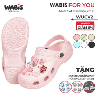 [Tặng Charm + Móc Khóa Chính Hãng] Dép Sục WABIS Đế cao 3cm Không Thấm Nước, Chống Trượt  [WUC-V2][LÙI 1 SIZE]