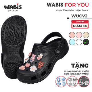 [Tặng Charm + Móc Khóa Chính Hãng] Dép Sục WABIS Đế cao 3cm Không Thấm Nước, Chống Trượt  [WUC-V2][LÙI 1 SIZE]
