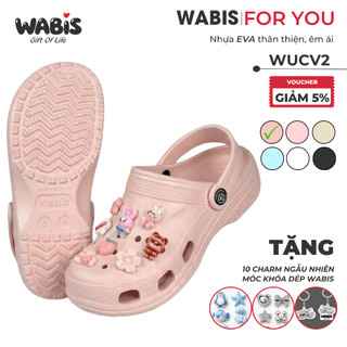 [Tặng Charm + Móc Khóa Chính Hãng] Dép Sục WABIS Đế cao 3cm Không Thấm Nước, Chống Trượt  [WUC-V2][LÙI 1 SIZE]
