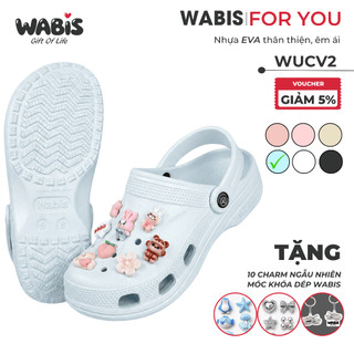 [Tặng Charm + Móc Khóa Chính Hãng] Dép Sục WABIS Đế cao 3cm Không Thấm Nước, Chống Trượt  [WUC-V2][LÙI 1 SIZE]