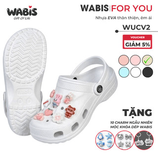 [Tặng Charm + Móc Khóa Chính Hãng] Dép Sục WABIS Đế cao 3cm Không Thấm Nước, Chống Trượt  [WUC-V2][LÙI 1 SIZE]