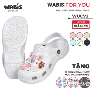 [Tặng Charm + Móc Khóa Chính Hãng] Dép Sục WABIS Đế cao 3cm Không Thấm Nước, Chống Trượt  [WUC-V2][LÙI 1 SIZE]