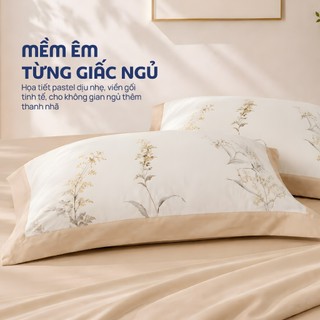 [LỤA TENCEL MÁT LẠNH] Bộ 5 món ga giường và áo gối NIN Tencel Pristine nhiều màu 1m6, 1m8, 2m