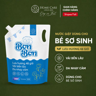 Nước giặt cho bé sơ sinh bon bon Home Care lưu hương lâu, vải bền màu, dịu nhẹ cho da nhạy cảm 3.2L