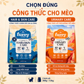 Thức Ăn Hạt Cho Mèo Furry Wonder 300g/1.5kg – 83% Nguồn Đạm Động Vật, Hair & Skin Hoặc Urinary Care