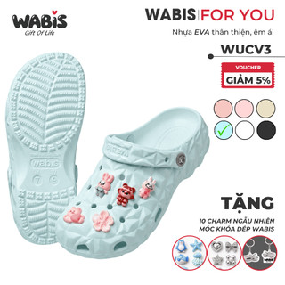 [Tặng Charm + Móc Khóa Chính Hãng] Dép Sục WABIS Kim Cương Đế 3cm Không Thấm Nước, Nhẹ, Êm Chân, Chống Trượt [WUC-V3]