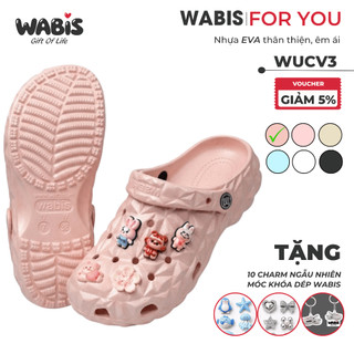 [Tặng Charm + Móc Khóa Chính Hãng] Dép Sục WABIS Kim Cương Đế 3cm Không Thấm Nước, Nhẹ, Êm Chân, Chống Trượt [WUC-V3]