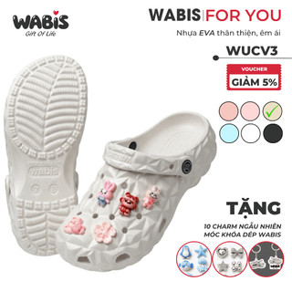 [Tặng Charm + Móc Khóa Chính Hãng] Dép Sục WABIS Kim Cương Đế 3cm Không Thấm Nước, Nhẹ, Êm Chân, Chống Trượt [WUC-V3]