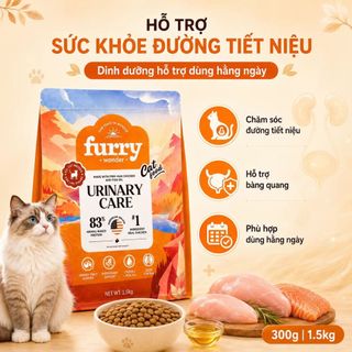 Thức Ăn Hạt Cho Mèo Furry Wonder 300g/1.5kg – 83% Nguồn Đạm Động Vật, Hair & Skin Hoặc Urinary Care