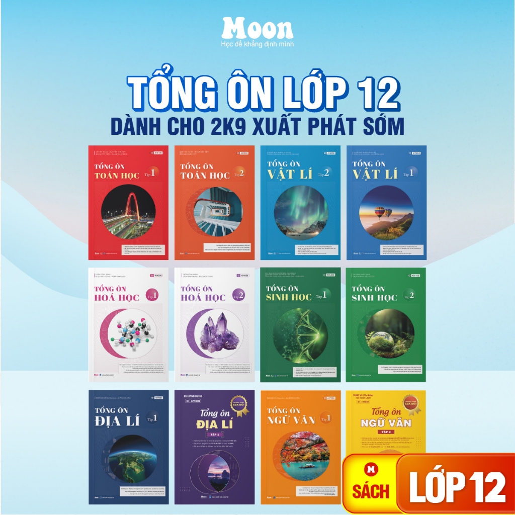 Sách Tổng ôn 12 Xuất Phát Sớm - Ôn thi THPT quốc gia 2026 Toán, Lí, Hoá, Anh, Sinh, Văn, Địa