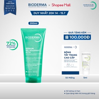 Gel rửa mặt làm sạch sâu và giảm mụn Bioderma Sébium Gel moussant actif - 200ml