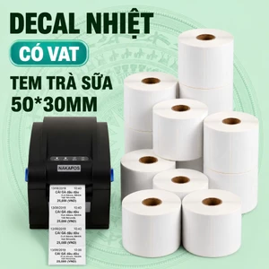 Decal nhiệt in tem trà sữa loại 50x30mm 30x50 30x50mm 30*50 giấy in nhiệt 5x3 50*30 50x30 tem dán ly cốc