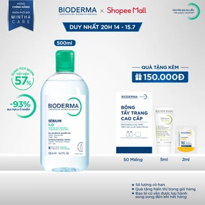 Dung dịch làm sạch và tẩy trang Micellar cho da hỗn hợp và da dầu mụn Bioderma Sébium H2O - 500ml