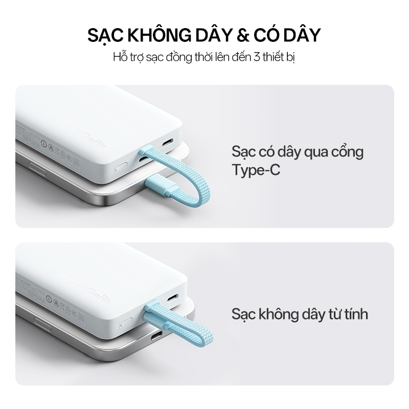 CUKTECK CP132ML Sạc Di Động Không Dây Từ Tính  | Dung Lượng 10.000mAh | Tích Hợp Cáp Type C | Bảo Hành 18 Tháng WPB100L | BigBuy360 - bigbuy360.vn