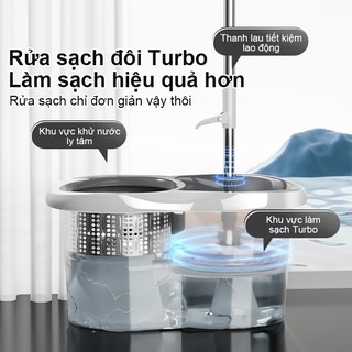 OOKAS Bộ Chổi lau nhà tự vắt thông minh xoay 360 độ- Bộ lau nhà cao cấp cây inox