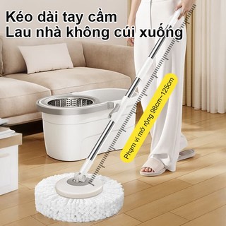 OOKAS Bộ Chổi lau nhà tự vắt thông minh xoay 360 độ- Bộ lau nhà cao cấp cây inox