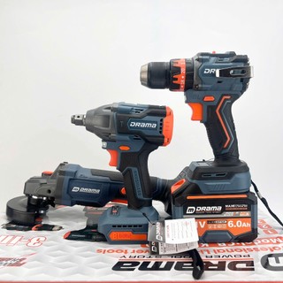 Combo 3 Máy khoan, Máy Mài, Máy Bulong DRAMA CB-KMX9630, 2 Pin 15Cell Động Cơ Không Chổi Than