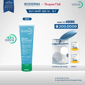 Gel rửa mặt tạo bọt, không chứa xà phòng Bioderma Sebium Gel Moussant - 45ml