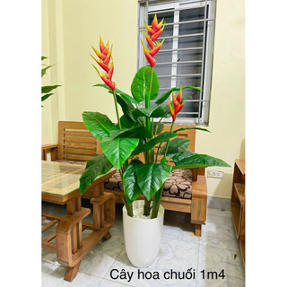 cây giả,cây hoa chuối(chuối pháo) 1m4 decor trang trí