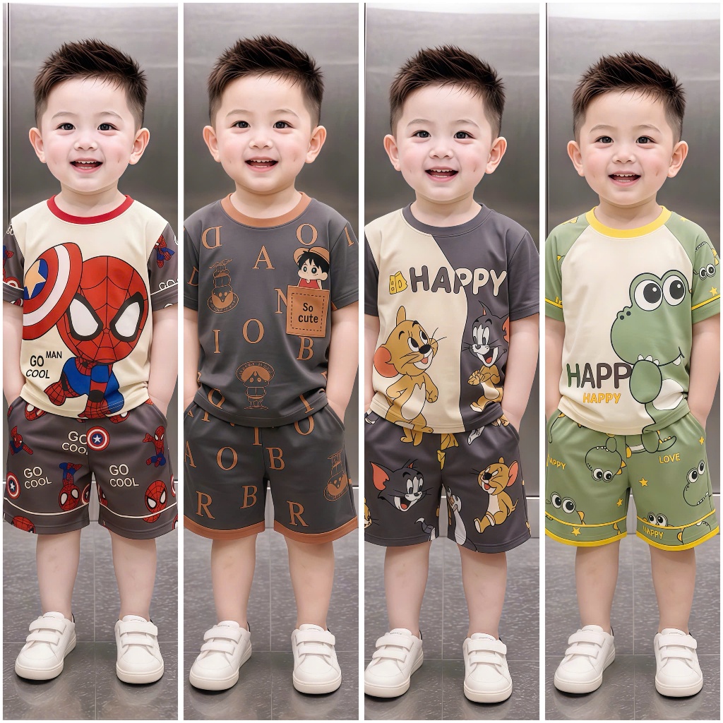 Bộ Cộc Tay Cho Bé [ Mã A} Cho Bé Chất Thun Lạnh thái mềm mịn,thoáng mát,size từ 8-40kg,co dãn 4 chiều,thấm hút mồ hôi