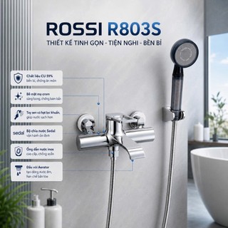 Vòi Sen Rossi R803S Có Nóng Lạnh, Bảo Hành 2 Năm, Thiết Kế Tinh Tế Chuẩn Tây Ban Nha