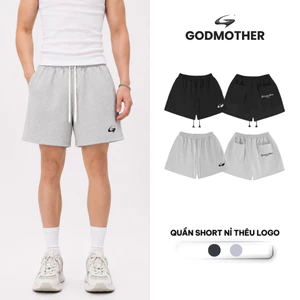 Quần Short Nỉ Thoáng Mát GODMOTHER Phối Logo Thêu Quần Cạp Chun Co Giãn Năng Động Thể Thao Hè