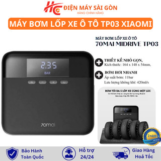 Máy Bơm Lốp Xe Ô Tô Mini Tự Động Xiaomi 70mai TP03 -  Áp Suất Lớn - Tự Ngắt - Có Hiển Thị Áp Suất
