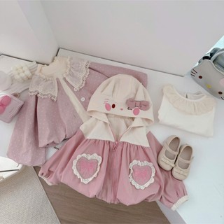 Quần áo bé gái, Áo khoác kaki thêu hoạ tiết và kaki chấm bi bé gái 9-26kg AK520B/AK587 Tiểu Yến KID