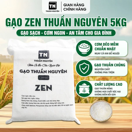 Gạo Nhật Hạt Tròn Japonica 5kg Dẻo Mềm Ngọt Thanh, Giữ Cơm Ngon Khi Nguội Gạo ZEN | Gạo Thuần Nguyên
