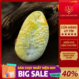 Dây chuyền Phỉ Thúy Type A - Sơn thủy bài Hoàng Phỉ hoa bay xanh 100% Natural