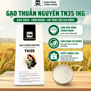 Gạo Dẻo Thơm Hạt Dài 1kg, Giàu Đạm Mềm Ngọt Cơm Ngon, Ăn Thử Tiện Lợi | Gạo Thuần Nguyên TN35