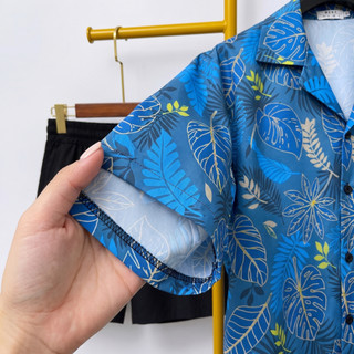 bộ quần áo cộc tay nam mặc mùa hè, bộ quần áo hoa đi biển chất liệu lụa cao cấp mềm mát pijama nam N97